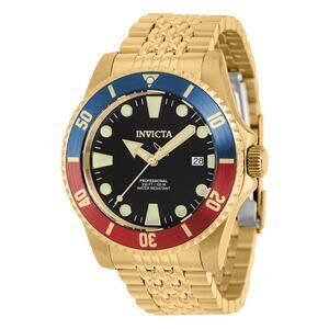 Invicta Prodiver 44mm Black Dial Quartz Automatic Stainless Gold Watch